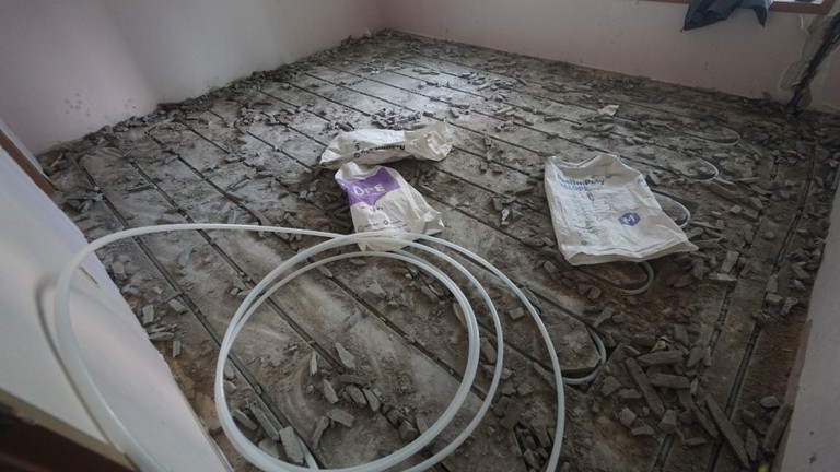 SK북한산시티아파트 인테리어 시공 중 난방배관, 수도배관 교체! 꾸밀레오 홈파기공법 시공!